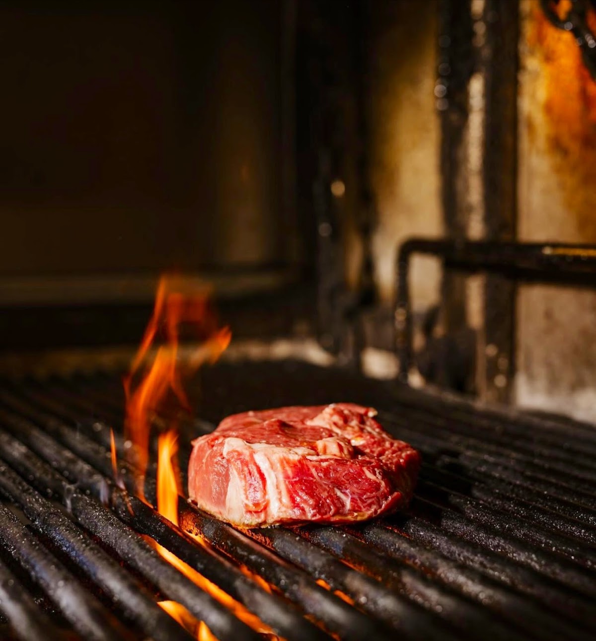 Carne alla brace sul fuoco — Baco da Seta Mestre